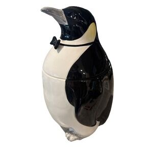Vtg Otagiri‎ Japan 1983 Penguin With Bow tie Glazed Ceramic Cookie Jar